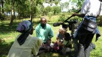 Lisa Merton filming interview Malaha, Kenya